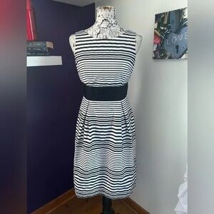 AB Studio Black and White Pleated Midi Sundress